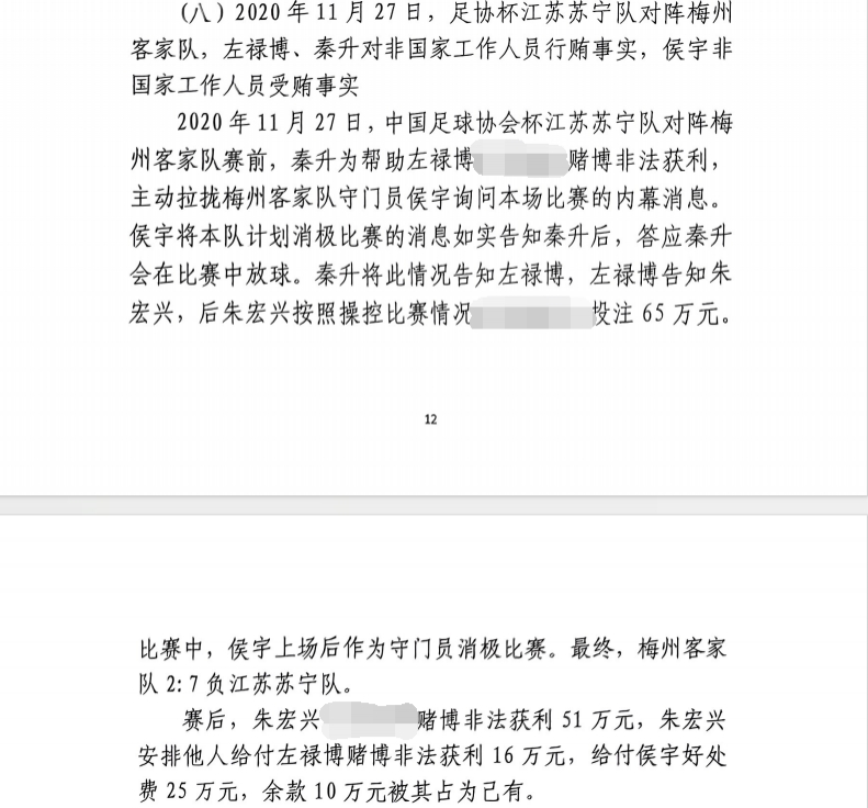 網(wǎng)傳判決書：足協(xié)杯梅州2-7江蘇，梅州門將侯宇收25萬消極比賽